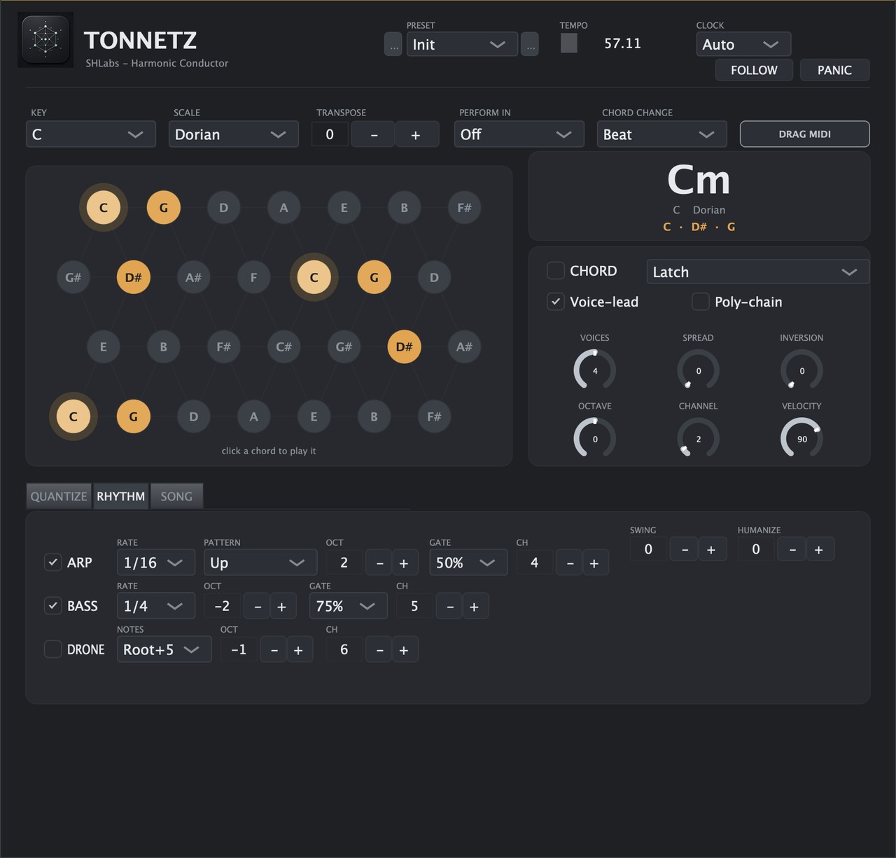The Tonnetz plugin interface